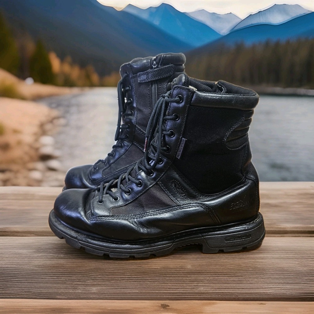 Thorogood Mens 12M Tactical Leather Boots 804-7991 Black Waterproof Side Zip